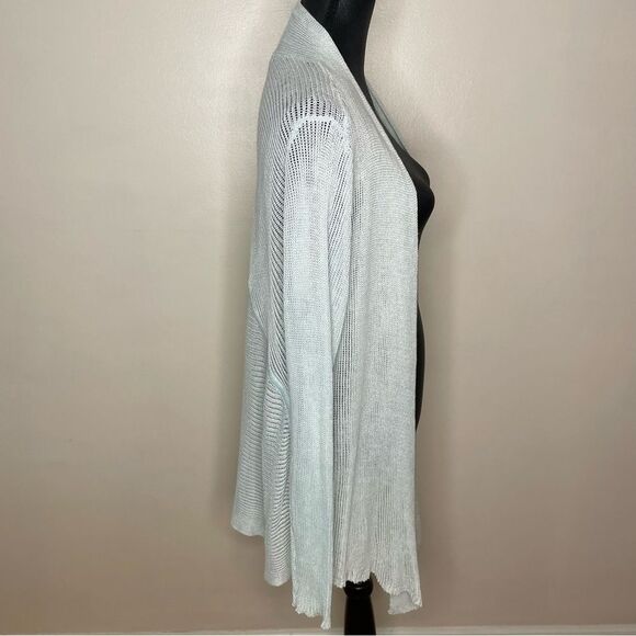 Eileen Fisher Cardigan Sweater Linen Loose Knit Open Front Light Blue Size 1X - Picture 5 of 7